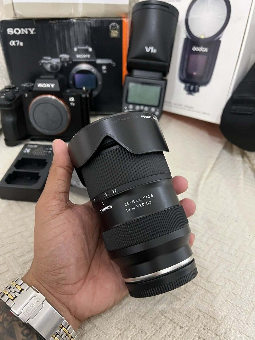 Sony A7III Camera with Tamron and Godox (Category: Cameras) located in Quezon City. Submitted by jerome2929 (Listing ID 1401942505, Image 2). Description: FOR SALE OR SWAP MY PERSONAL GEARS SONY A7III TAMRON 28-75 2.8 G2(almost bnew) GODOX V1 FLASH COMPLETE ALL WITH BOX 130,000 ALL IN RFS: UPGRADE NOVALICHES AREA .