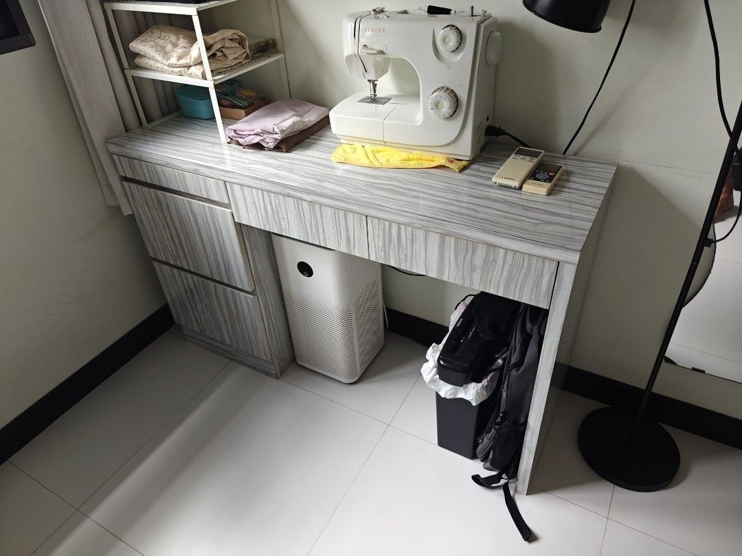 Study Table Only - Grey (Category: Tables & Sets) located in Singapore. Submitted by MFF19 (Listing ID 1402028616, Image 1). Description: Length 4ft width 1ft 3inches & height 2ft 5 & a half inches. Self-collect at Blk 470B Fernvale. text seller at 8180 9787 to deal. No transport to move item provided.