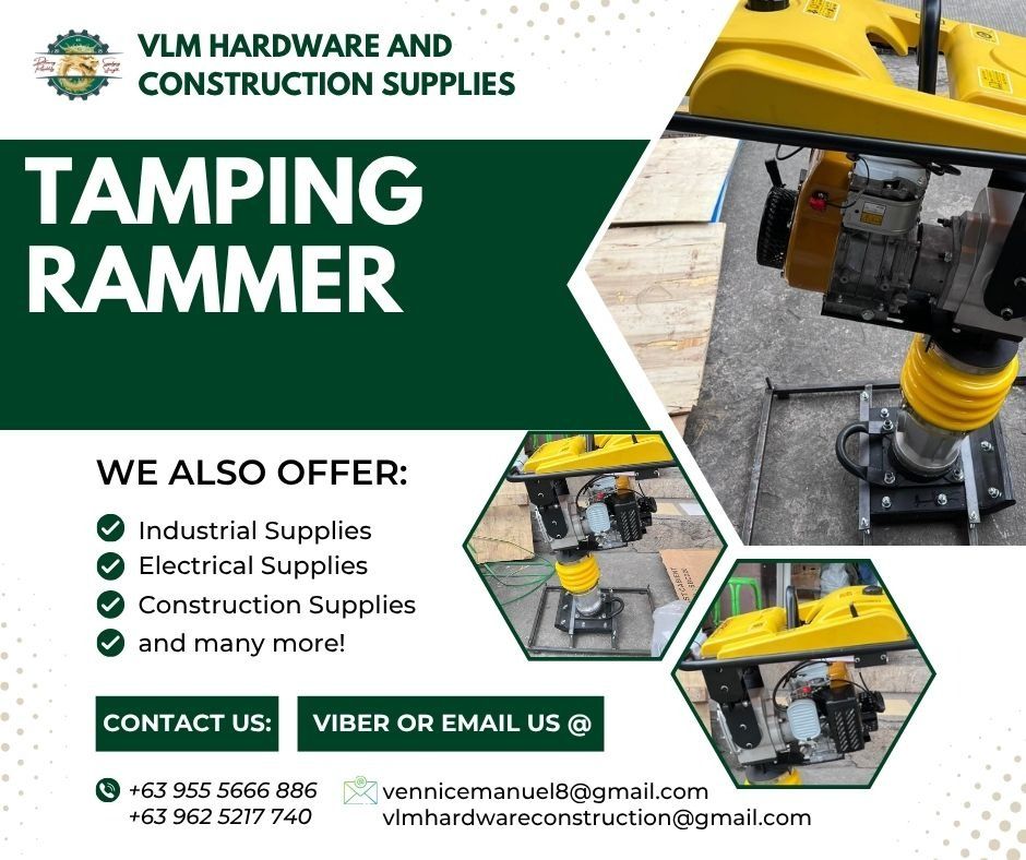 Tamping Rammer (Category: Construction Tools & Equipment) located in Manila. Submitted by vlmhardwarevennice (Listing ID 1330944636, Image 1). Description: VLM Hardware and Construction Supplies Message and get a quote now! 📍 Office location Imus, Cavite Manila .