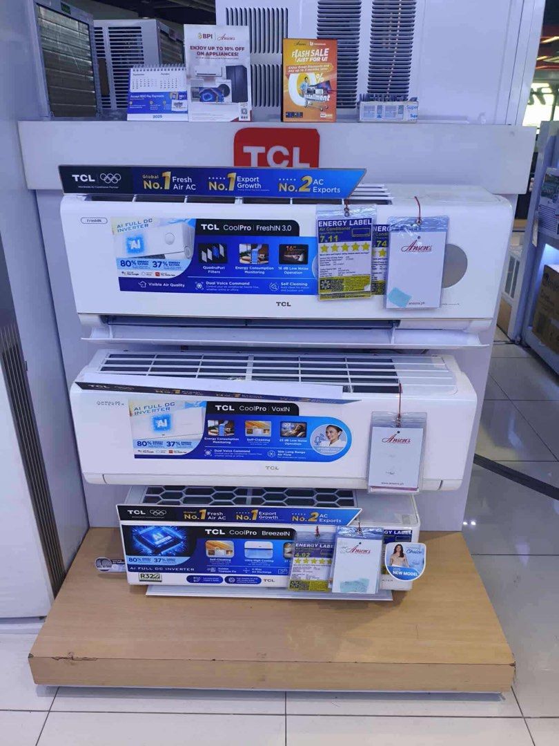 TCL SPLIT TYPE INVERTER AIR CONDITIONER (Category: Air Conditioning and Heating) located in Quezon City. Submitted by annys.online (Listing ID 1402060658, Image 1). Description: TCL SPLIT TYPE INVERTER AIRCON INSTALLATION COST NOT YET INCLUDED Tac11csd/p7 Cash 21,700 Tac14csd/p7 Cash 24,800 Tac19csd/p7 Cash 40,600 Tac10csd-Wei Cash 19,400 Tac13csd/wei Cash 22,200 Tac19csd-Wei Cash 28,600 Tac25csd/wei Cash 34,550 Tac10csd/kei2 Cash 16,500 Tac13csd