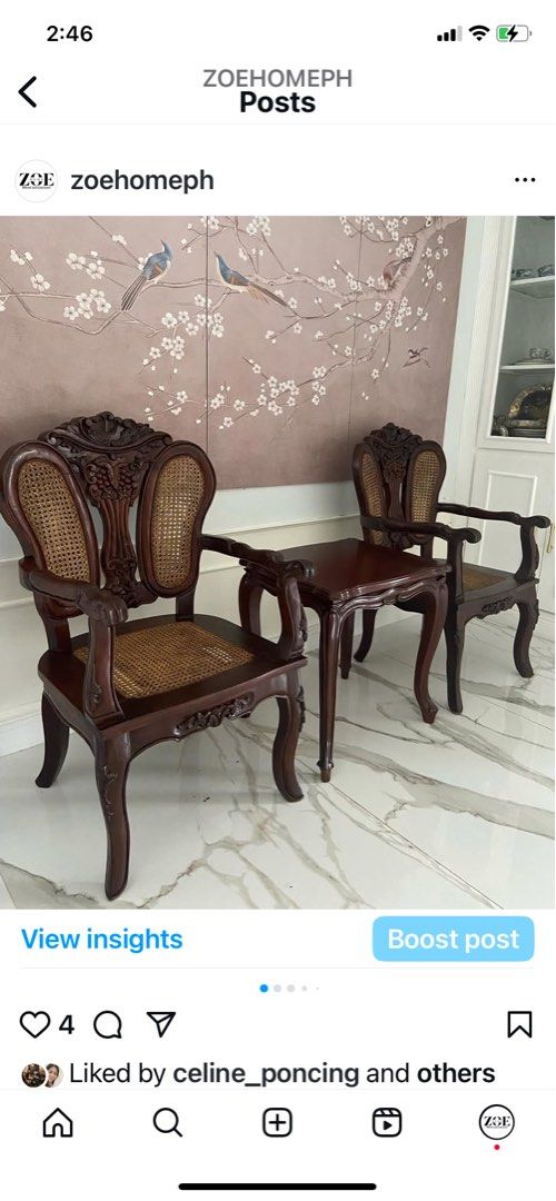 Vintage SOLID NARRA Chairs with Wicker and Table Set (Category: Tables & Sets) located in Antipolo. Submitted by mrs_rp (Listing ID 1401972415, Image 2). Description: Vintage SOLID NARRA butterfly design coffee table set with wicker accent True vintage that’s been refurbished and revarnished. Thick, solid and heavy furniture pieces. Wicker accent is double: front and back. .