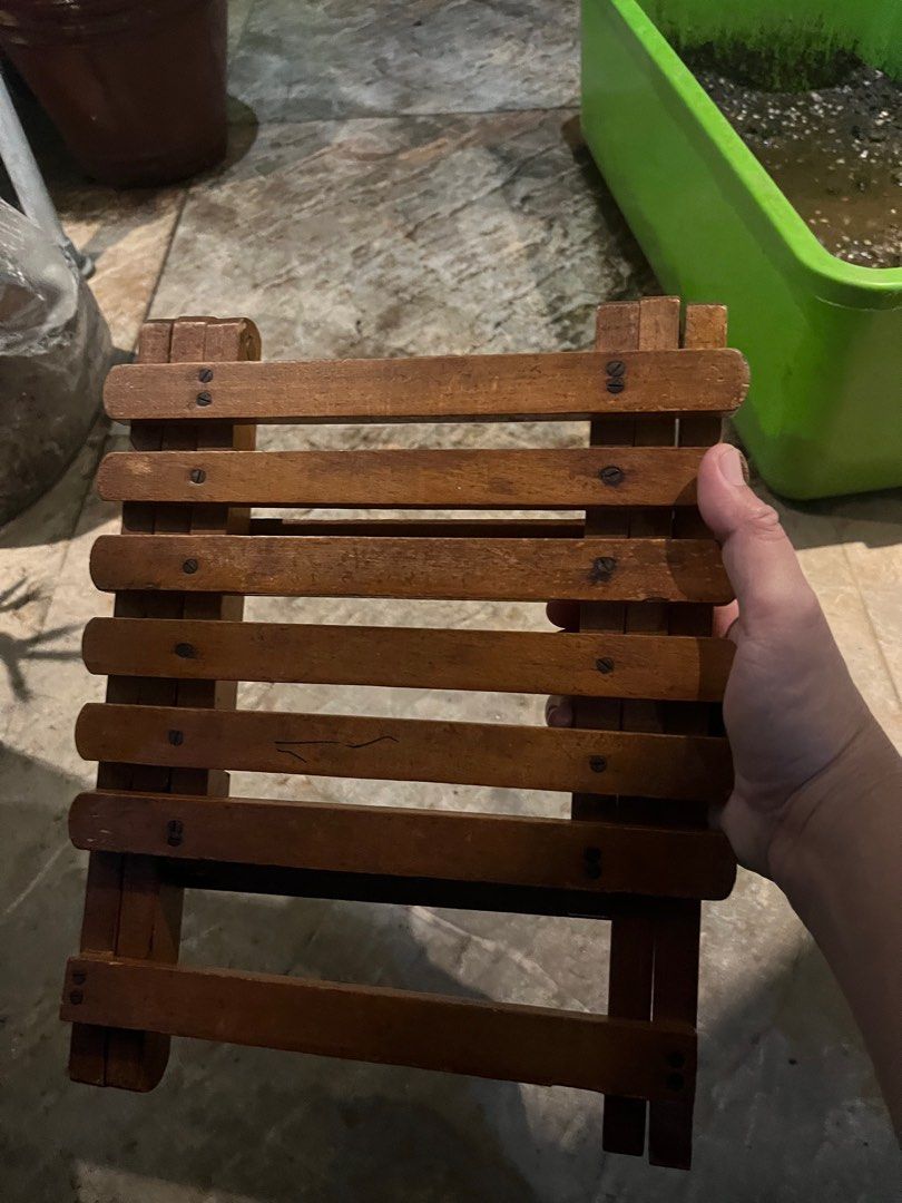 Wooden Folding Stool or plant riser (Category: Chairs) located in Pasay City. Submitted by beye01 (Listing ID 1402077756, Image 3). Description: - Wooden folding stool - Slatted seat - Folds for easy storage - Natural wood finish - Great for extra seating or plant stand Please check out my other items for sale. Thank you!.