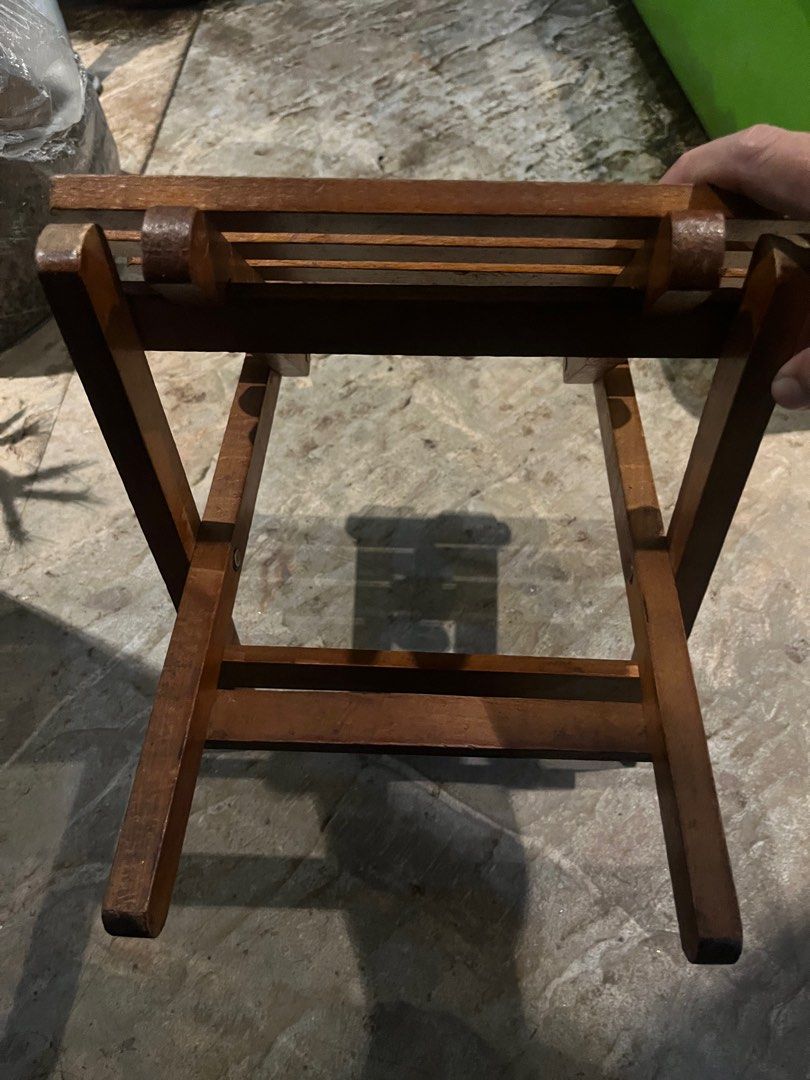 Wooden Folding Stool or plant riser (Category: Chairs) located in Pasay City. Submitted by beye01 (Listing ID 1402077756, Image 2). Description: - Wooden folding stool - Slatted seat - Folds for easy storage - Natural wood finish - Great for extra seating or plant stand Please check out my other items for sale. Thank you!.