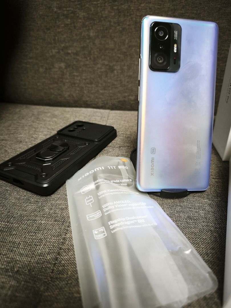 XIAOMI 11T PRO / CELESTIAL BLUE (Category: Xiaomi) located in Caloocan City. Submitted by gentleearth-8863 (Listing ID 1402010203, Image 1). Description: Pasay – Meet up Complete with original Box and Charger Processor Qualcomm Snapdragon™ 888 12GB+4GB / 256GB Charging (20 Minutes Full Charge) 120W Xiaomi Hypercharge 5,000mAh (typ)** In-box 120W charger Audio Dedicated dual speakers SOUND BY Harman Kardon Dolby Atmos .