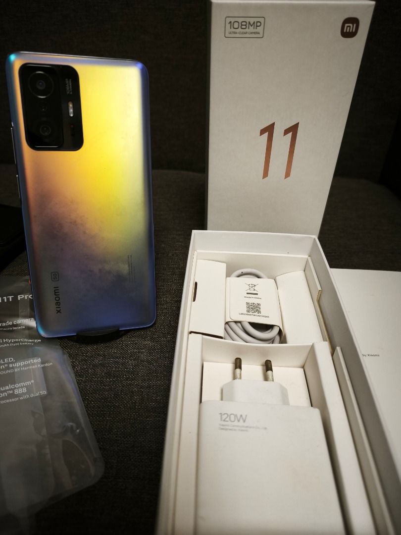 XIAOMI 11T PRO / CELESTIAL BLUE (Category: Xiaomi) located in Caloocan City. Submitted by gentleearth-8863 (Listing ID 1402010203, Image 2). Description: Pasay – Meet up Complete with original Box and Charger Processor Qualcomm Snapdragon™ 888 12GB+4GB / 256GB Charging (20 Minutes Full Charge) 120W Xiaomi Hypercharge 5,000mAh (typ)** In-box 120W charger Audio Dedicated dual speakers SOUND BY Harman Kardon Dolby Atmos .