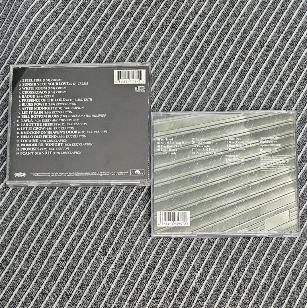ALL For $10 [2CD Lot Rock] Eric Clapton: Back Home / The Cream Of Clapton (Category: CDs & DVDs) located in Singapore. Submitted by strangecell (Listing ID 1407013326, Image 2). Description: Many more Various Genres: https://www.carousell.sg/p/1253907759 Electronic Dance, EDM, DJ Mix: https://carousell.com/p/1035784902 Easy Listening, Funk Soul, Lounge, Jazz, New Age, Chill-out: https://carousell.com/p/1028943398 *********************************