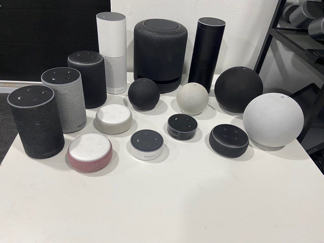 Amazon Echo Dot, Echo, and Echo Studio (Category: Soundbars, Speakers & Amplifiers) located in Kuala Lumpur. Submitted by daniel31971 (Listing ID 1407100001, Image 1). Description: Amazon echo studio and echo dots 1,2,3,4 All have different prices Charger not included .