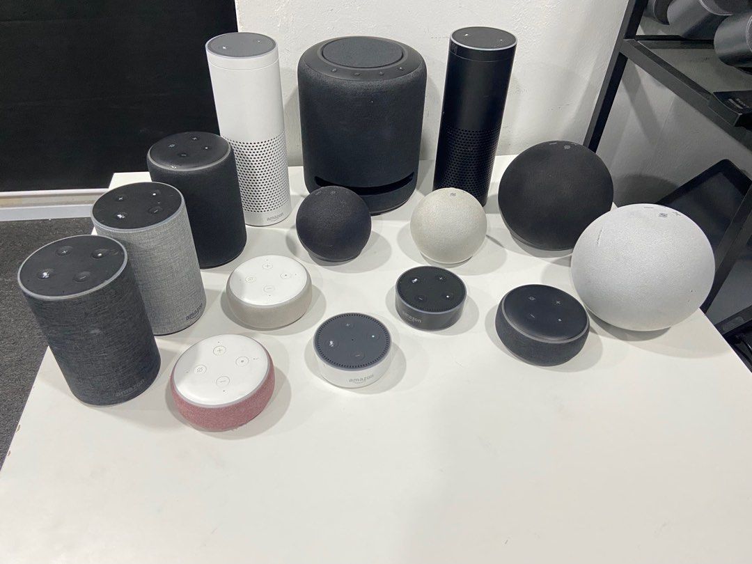 Amazon Echo Dot, Echo, and Echo Studio (Category: Soundbars, Speakers & Amplifiers) located in Kuala Lumpur. Submitted by daniel31971 (Listing ID 1407100001, Image 2). Description: Amazon echo studio and echo dots 1,2,3,4 All have different prices Charger not included .