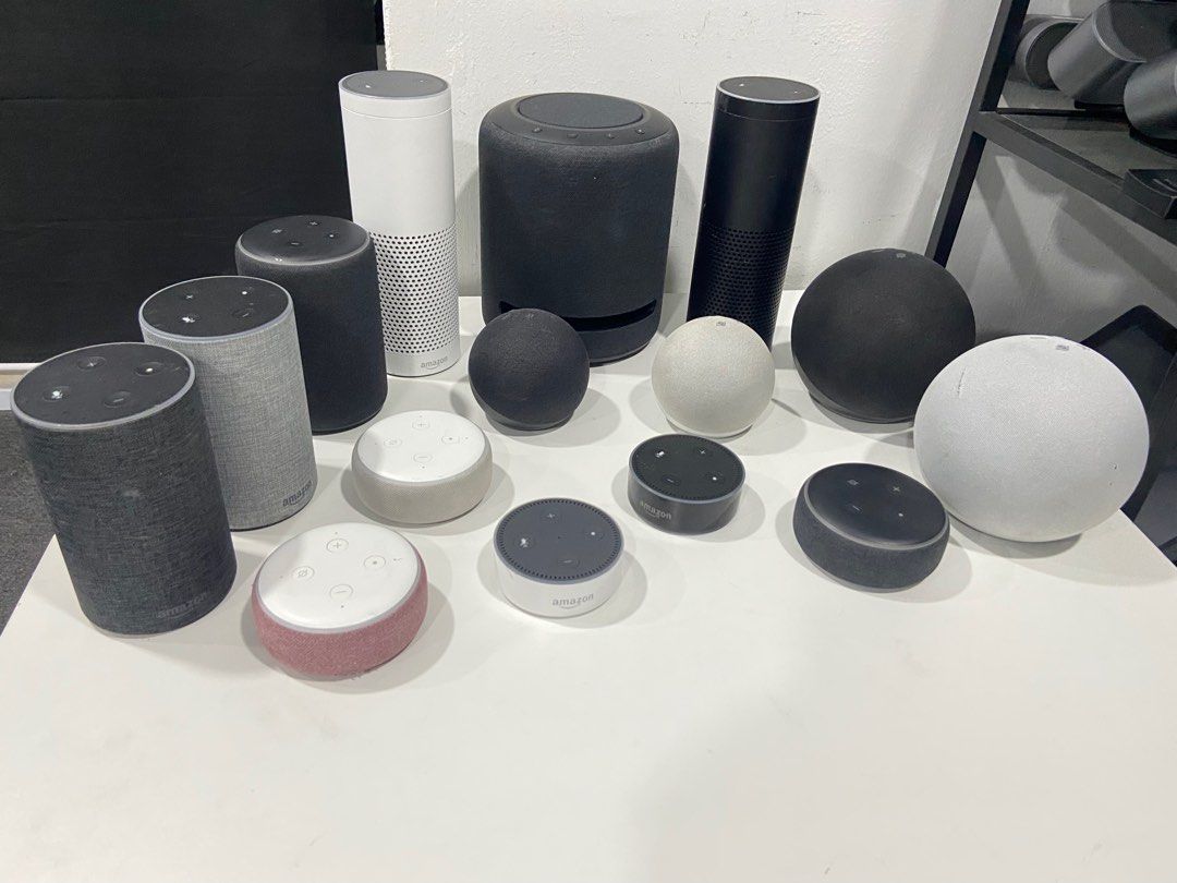 Amazon Echo Dot, Echo, and Echo Studio (Category: Soundbars, Speakers & Amplifiers) located in Kuala Lumpur. Submitted by daniel31971 (Listing ID 1407100001, Image 3). Description: Amazon echo studio and echo dots 1,2,3,4 All have different prices Charger not included .