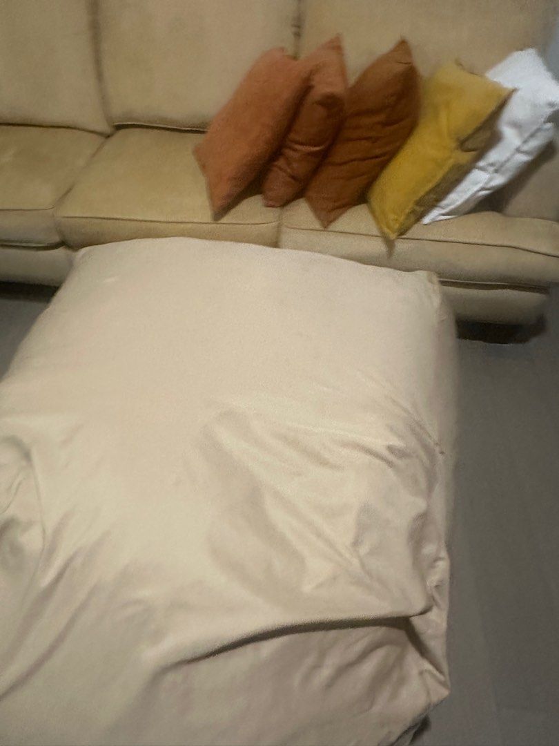 Beige Bean Bag (Category: Chairs) located in Makati City. Submitted by spiffph (Listing ID 1407167073, Image 2). Description: Large floor chair 40 x 30x 30.