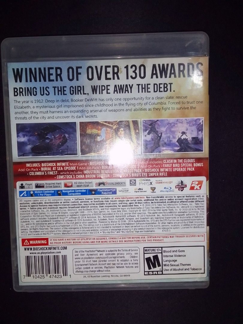 BioShock Infinite: The Complete Edition - PS3 (Category: PlayStation) located in Baguio. Submitted by eskimoprime (Listing ID 1407081424, Image 2). Description: Notes: - Includes all dlc - Tested and working - Very rare - Purchased in the U.S. - Feel free to pm for more pics.