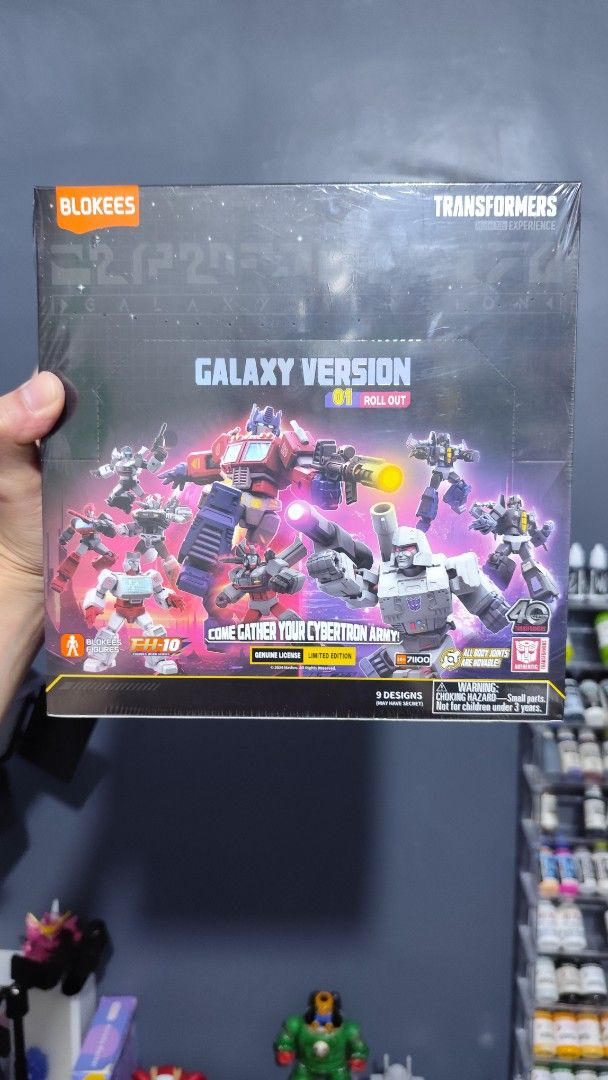 Blokees Transformers Galaxy Version Action Figure (Category: Action & Battle Toys) located in Quezon City. Submitted by darkworkx (Listing ID 1407095651, Image 1). Description: - Galaxy ver 1 and 4 - 3600 each set - Limited Edition Blokees Transformers Galaxy Version - Includes multiple action figures - Features space-themed box art - "Come Gather Your Cybertron Army!".