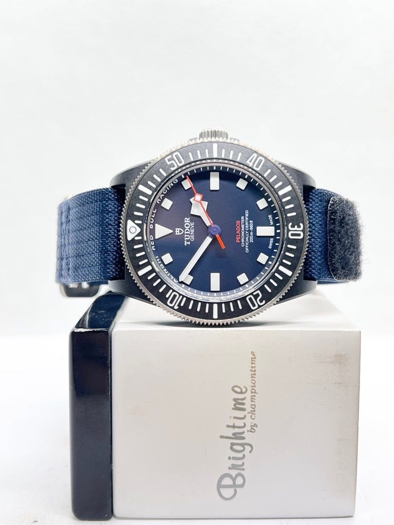 Brand New Tudor Pelagos FXD “Redbull” 25707KN Blue Dial Automatic Carbon Casing Nato ( Aug 25 ) (Category: Watches) located in Singapore. Submitted by brightime (Listing ID 1407086808, Image 2). Description: Brand New Tudor Pelagos FXD “Redbull” 25707KN Blue Dial Automatic Carbon Casing Nato ** Brand New ** Model : 25707KN-0001 Also known as : Pelagos FXD “Redbull” Case size : 42mm Dial : Blue Dial With Luminous Baton Numerals Index Case metal : 