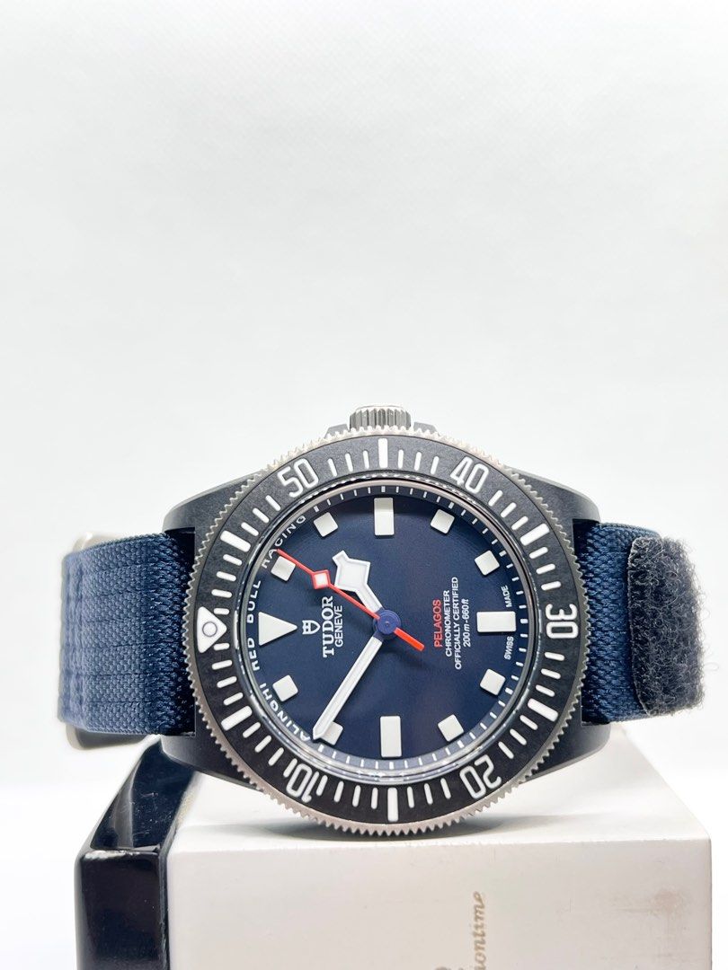 Brand New Tudor Pelagos FXD “Redbull” 25707KN Blue Dial Automatic Carbon Casing Nato ( Aug 25 ) (Category: Watches) located in Singapore. Submitted by brightime (Listing ID 1407086808, Image 1). Description: Brand New Tudor Pelagos FXD “Redbull” 25707KN Blue Dial Automatic Carbon Casing Nato ** Brand New ** Model : 25707KN-0001 Also known as : Pelagos FXD “Redbull” Case size : 42mm Dial : Blue Dial With Luminous Baton Numerals Index Case metal : 
