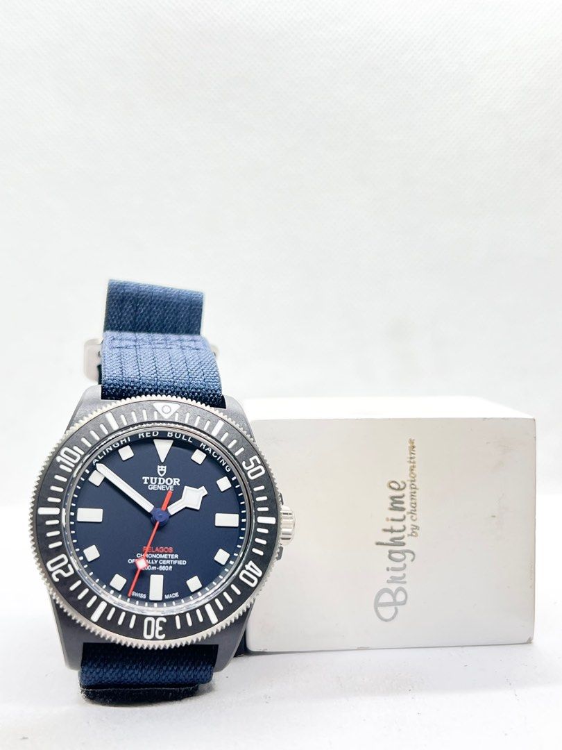 Brand New Tudor Pelagos FXD “Redbull” 25707KN Blue Dial Automatic Carbon Casing Nato ( Aug 25 ) (Category: Watches) located in Singapore. Submitted by brightime (Listing ID 1407086808, Image 3). Description: Brand New Tudor Pelagos FXD “Redbull” 25707KN Blue Dial Automatic Carbon Casing Nato ** Brand New ** Model : 25707KN-0001 Also known as : Pelagos FXD “Redbull” Case size : 42mm Dial : Blue Dial With Luminous Baton Numerals Index Case metal : 