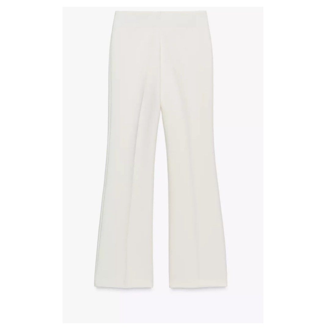 Brand New Zara Flare pants (Category: Other Bottoms) located in Makati City. Submitted by pandora42 (Listing ID 1407169290, Image 3). Description: Brand New ZARA FLARE TROUSERS Size S High-waist trousers. Flared hem. Front zip and inside button fastening. COMPOSITION OUTER SHELL 74% polyester 19% viscose 7% elastane Retails for 2,750 See photos for measurments.