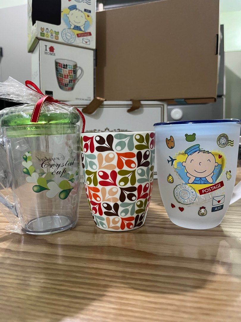 Cute Cups - GET ALL 3 (Category: Coffee & Tea Tableware) located in Manila. Submitted by shopjacqandjill (Listing ID 1407082532, Image 2). Description: 🔖11.05 oz (more or less same size all 3) 🔖Multicolor Ceramic mug from Hosh 🔖Postage Glass cup with Lid - Minnano tabo 🔖Green Plastic cup with Lid - heat resistant ——————————— 🔆Mop: Bdo/ Bpi/ Gcash 🔆Sf c/o buyer 🔆For meet up: Lrt Bambang (Mercury Drug Store) 🔆Plus handling fee of Php30.