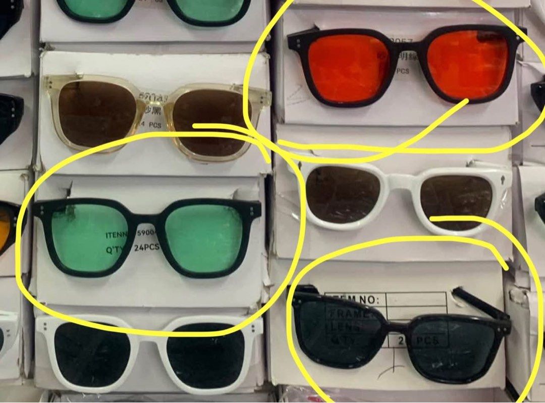 For Men and Women Sunglasses (Category: Sunglasses & Eyewear) located in Paranaque City. Submitted by lovedbyblanche (Listing ID 1407154064, Image 1). Description: AVAILABLE: 5 black - used lightly - 80 PHP 4 red - not used - 100 PHP 1 green - not used - 100 PHP.