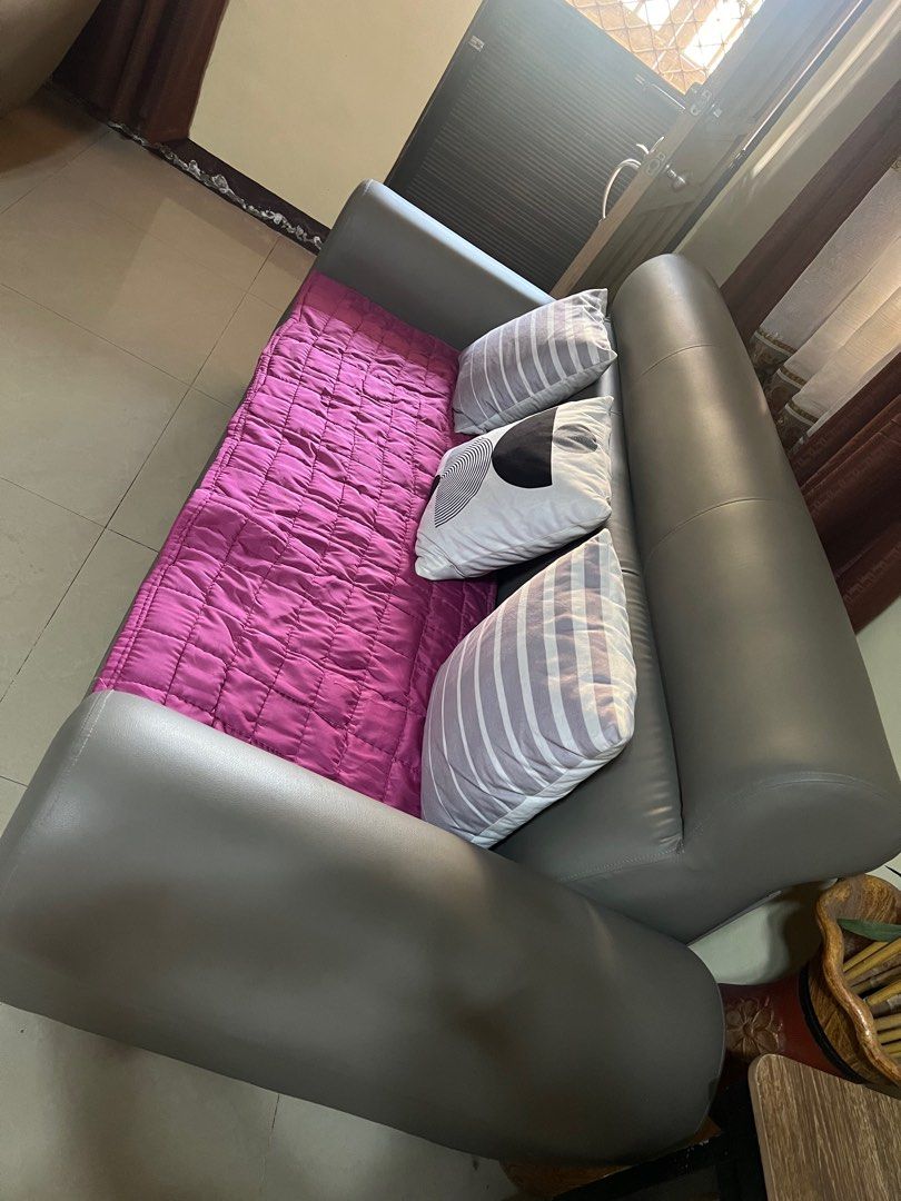 Gray Aesthetic Sofa Set or Sala Set Uratex (Category: Sofas) located in Manila. Submitted by wsangelescloset (Listing ID 1407014586, Image 1). Description: This is almost new, no flaws, no issue Hindi nagagamit coz walang tao palagi sa house. This is from Uratex kaya matibay. Mattress is not included po. Location: Marilao Bulacan Pickup via Lalamove .