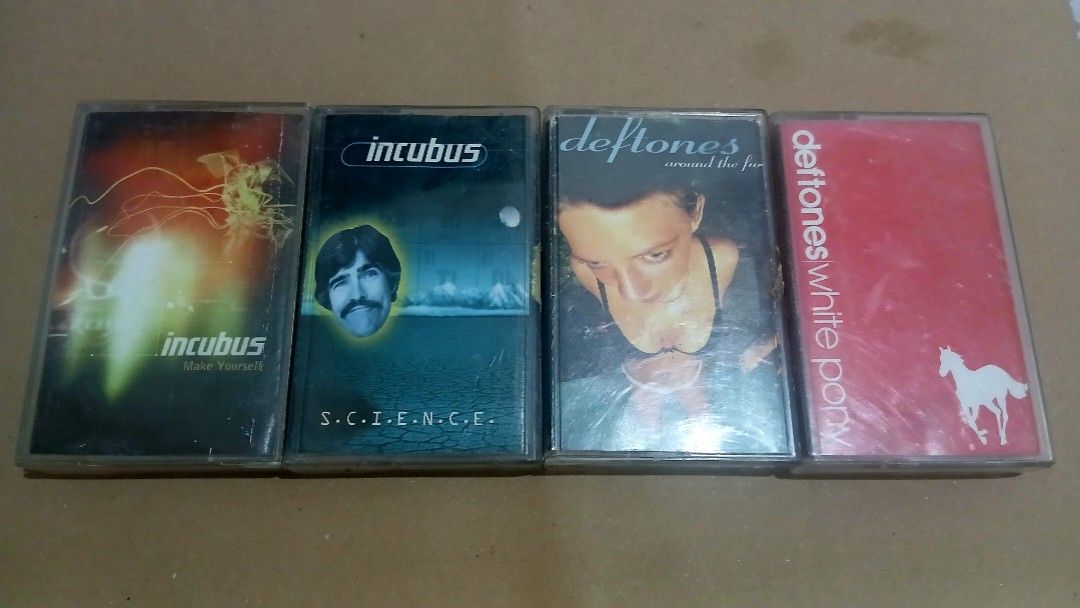 Incubus, Deftones Cassette Tapes (Category: CDs & DVDs) located in General Santos City (Dadiangas). Submitted by fru1tcake (Listing ID 1407175791, Image 1). Description: (incubus) make yourself - 350 science - 350 (deftones) around the fur - 800 white pony - 800.