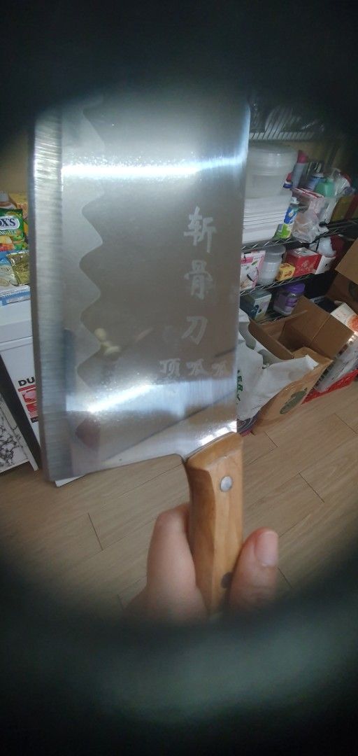 Japanese Cleaver Knife (Category: Knives & Chopping Boards) located in Caloocan City. Submitted by lynette1977 (Listing ID 1407071944, Image 2). Description: - Japanese cleaver knife - Wooden handle - Serrated stainless steel blade - Sturdy construction - Suitable for various kitchen tasks.
