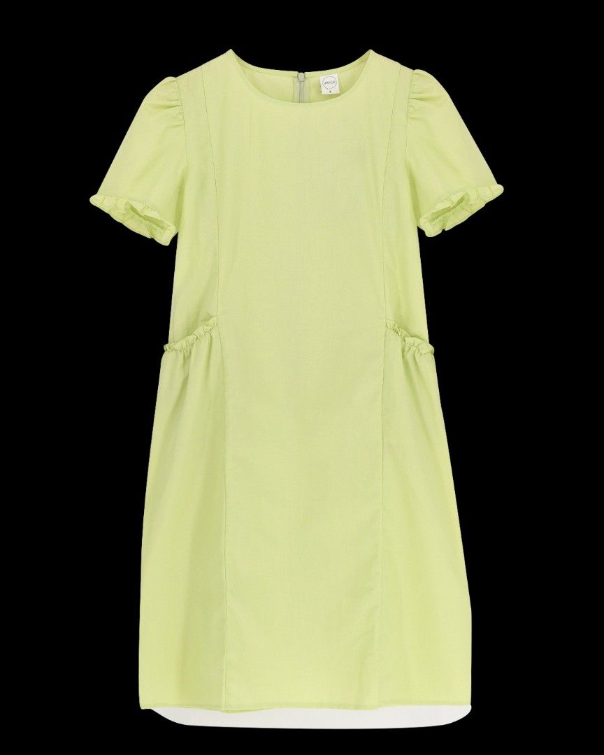 Medium Unica Willow Dress - Apple Green (Category: Dresses) located in Quezon City. Submitted by ela.decluttering (Listing ID 1407099147, Image 1). Description: - Apple Green - Willow dress - Short sleeves with ruffled edges - Two front pockets - Round neckline - Back zipper closure - Size Medium brand new with tag rfs too big for me. best fit bust 38 and can also be used as maternity dress.