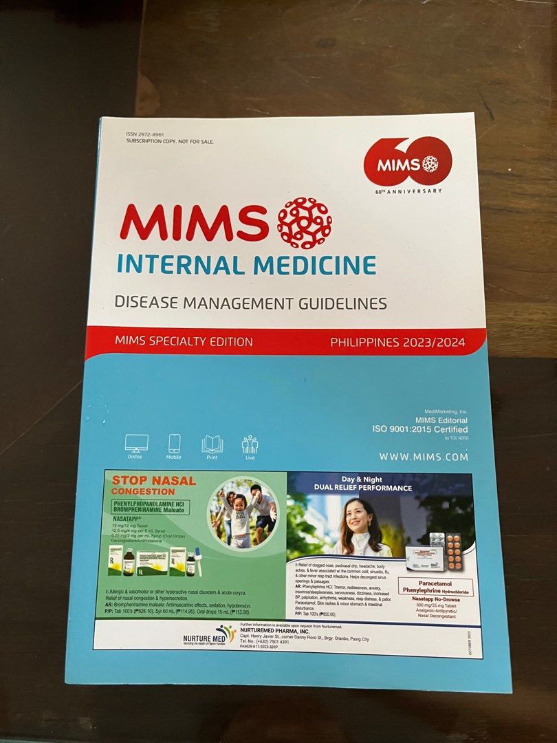 MIMS Internal Medicine Philippines 2023/2024 (Category: Textbooks) located in Quezon City. Submitted by jcycle02 (Listing ID 1407058382, Image 1). Description: .