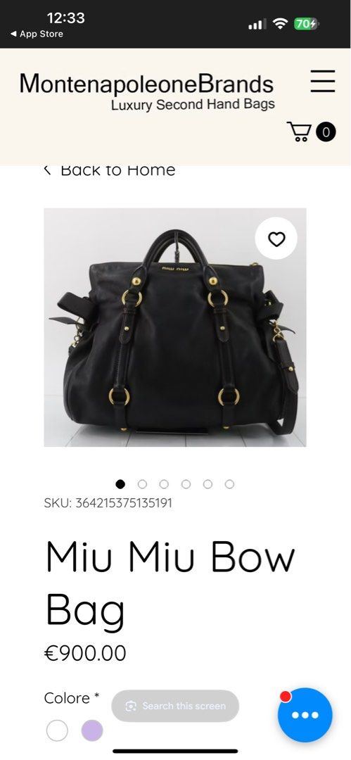 Miu Miu Bow Bag (Category: Luxury Bags & Wallets) located in Mandaluyong City. Submitted by lhzslim (Listing ID 1407034201, Image 1). Description: - Authentic Miu Miu Bow Bag - Color: Black - Two-way Bag and a detachable shoulder strap -made from vitello lux leather -with gold tone hardware - SKU: 364215375135191 -comes with a dust bag.