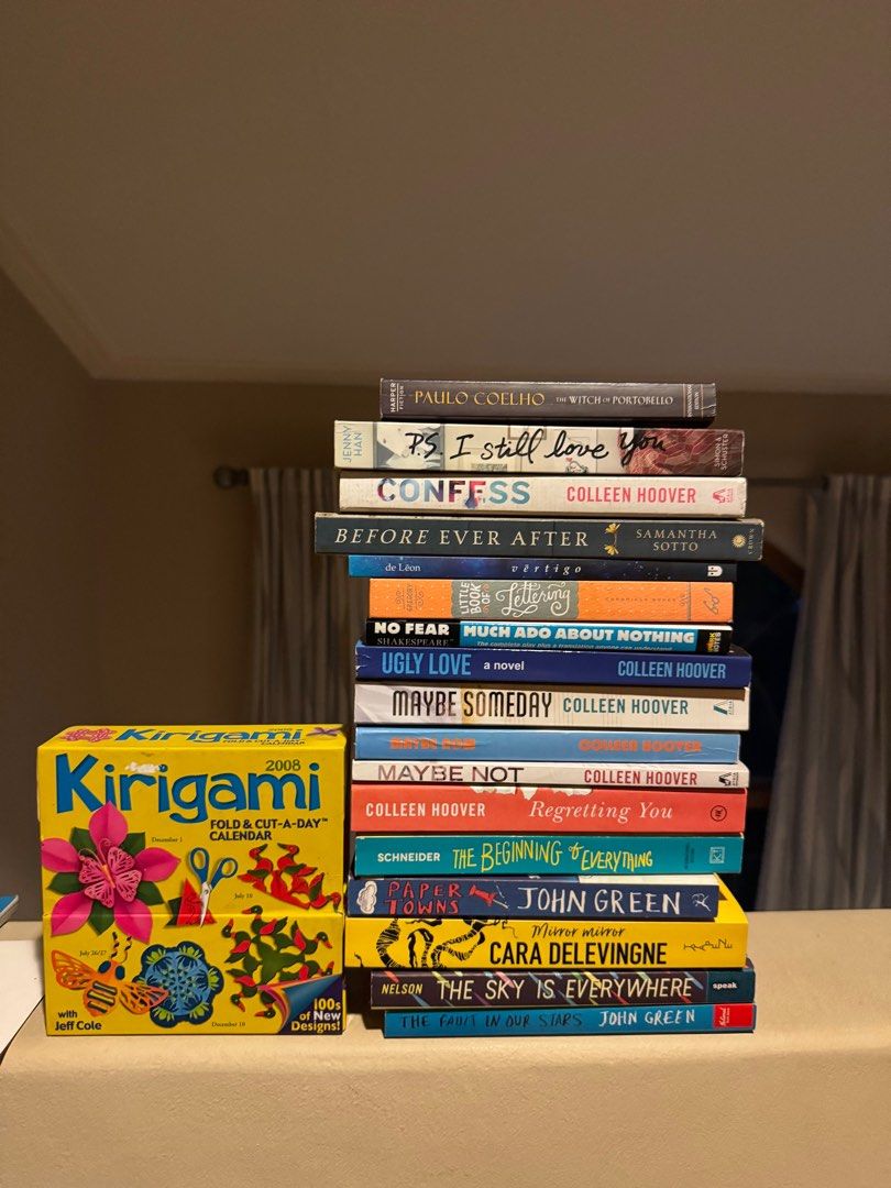 Preloved Book Bundle (Mostly Fiction) (Category: Storybooks) located in Quezon City. Submitted by mp_declutters (Listing ID 1407100014, Image 2). Description: 150 per book if you get 2+ The Witch of Portobello – Paulo Coelho 2. P.S. I Still Love You – Jenny Han 3. SOLD Confess – Colleen Hoover 4. Before Ever After – Samantha Sotto 5. The Little Book of Lettering – Chronicle Books 6. SOLD Much Ado About Nothing (No Fear Shakespeare edition) 7. Ugl