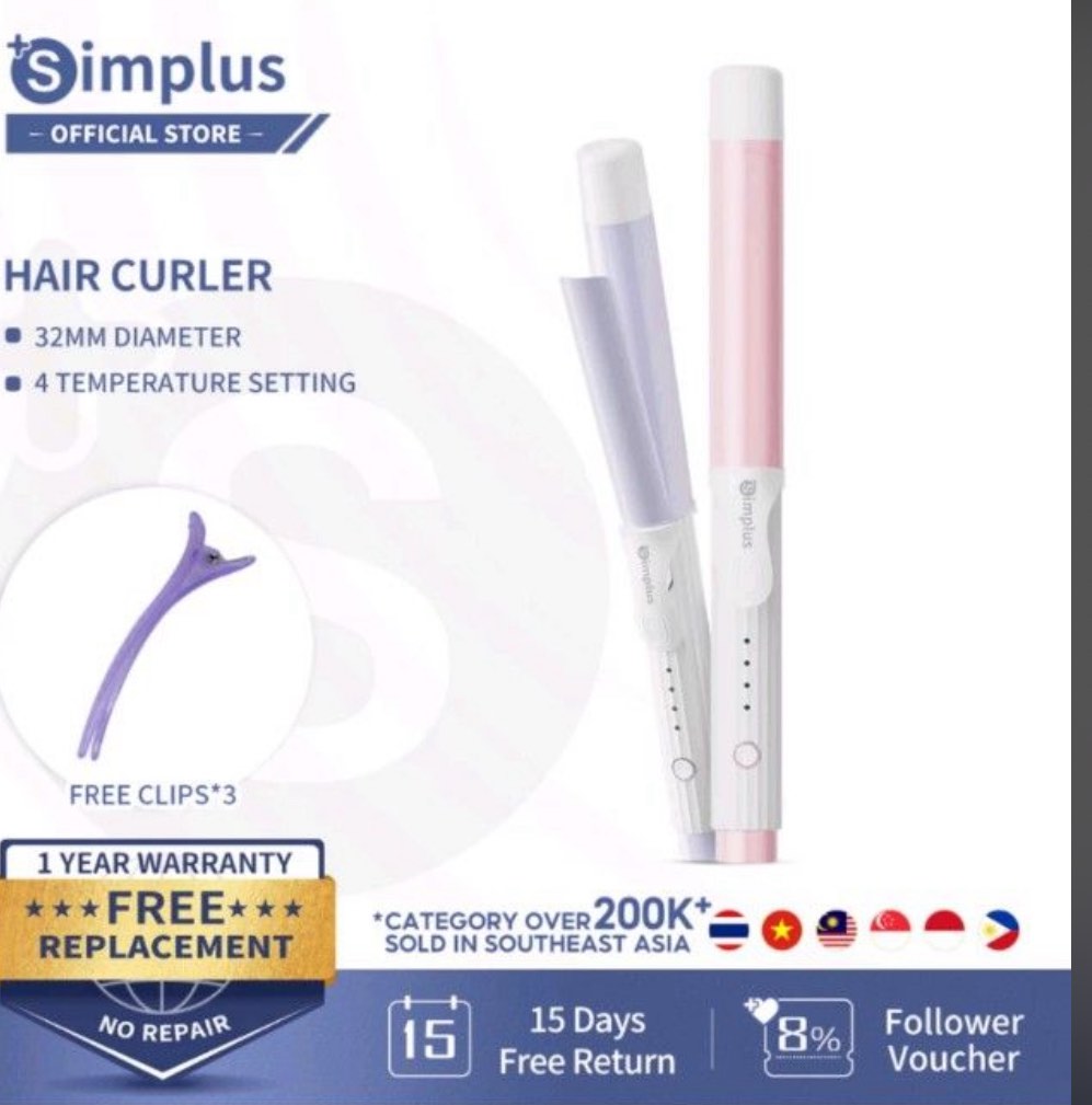 simplus hair curler, Beauty & Personal Care, Hair Products on Carousell