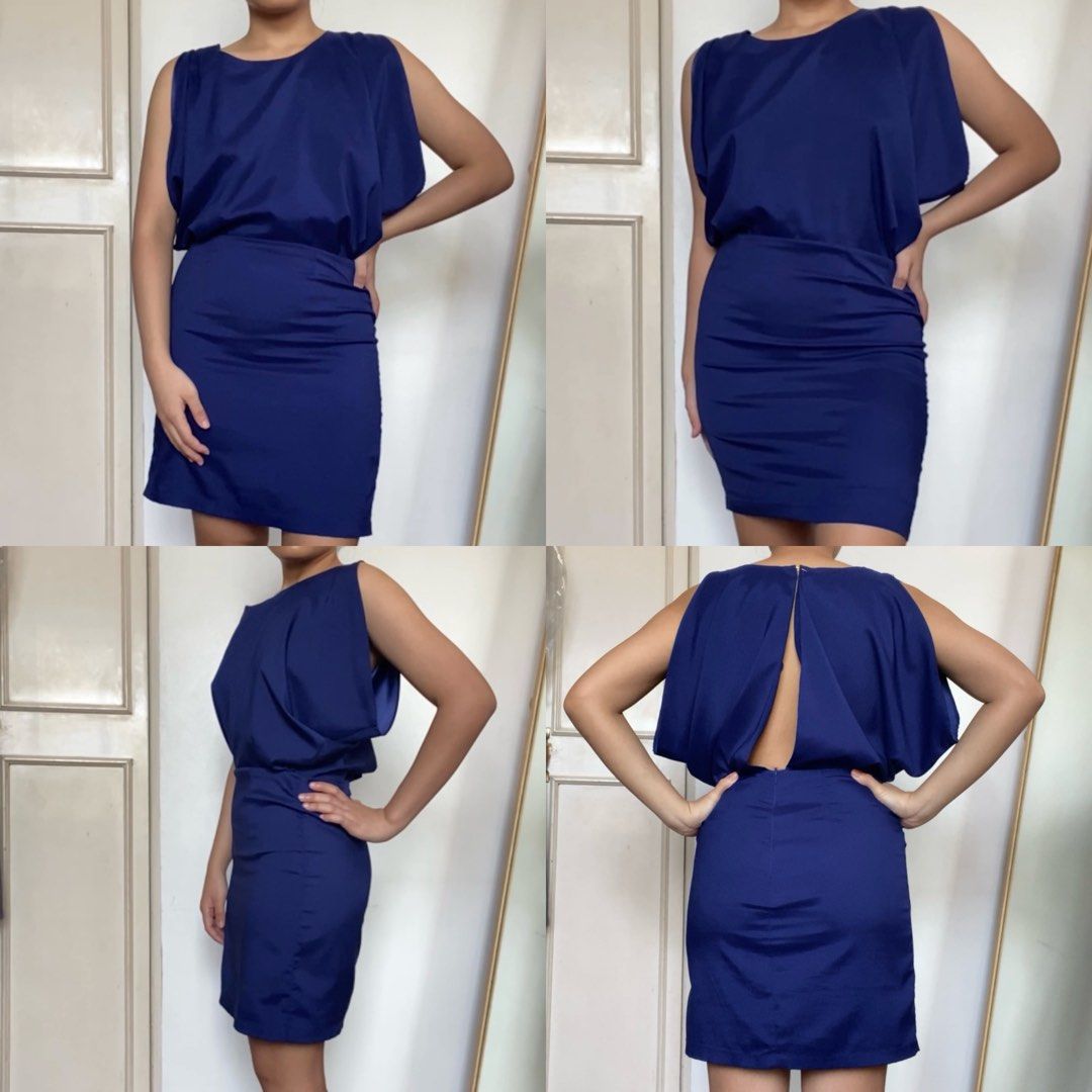 Smartset Blue Dress (Category: Dresses) located in Muntinlupa City. Submitted by fika_thriftshop (Listing ID 1407108059, Image 1). Description: -Can fit XS to M frames comfortably. -Flaws include: missing clasp lock at the top of the neck (replaced temporarily with gold safety pin), some pilling on the inside of the neck but nothing crazy as it can be removed without damaging the inner fabric, a tiny tiny hole on the 2nd to the last photo. -Open 