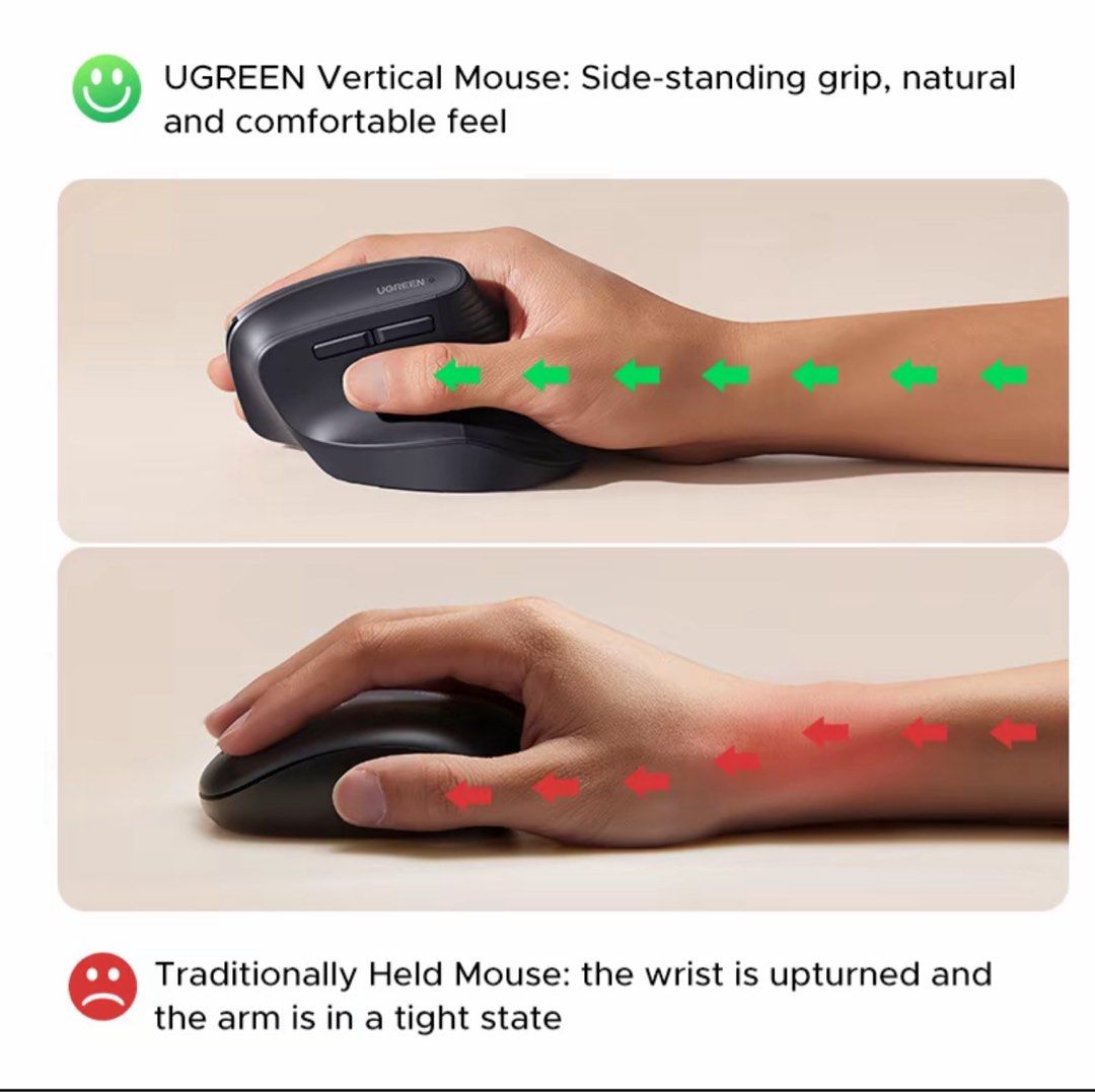 UGREEN Vertical Ergonomic Mouse - Bluetooth 5.0465739419956684802