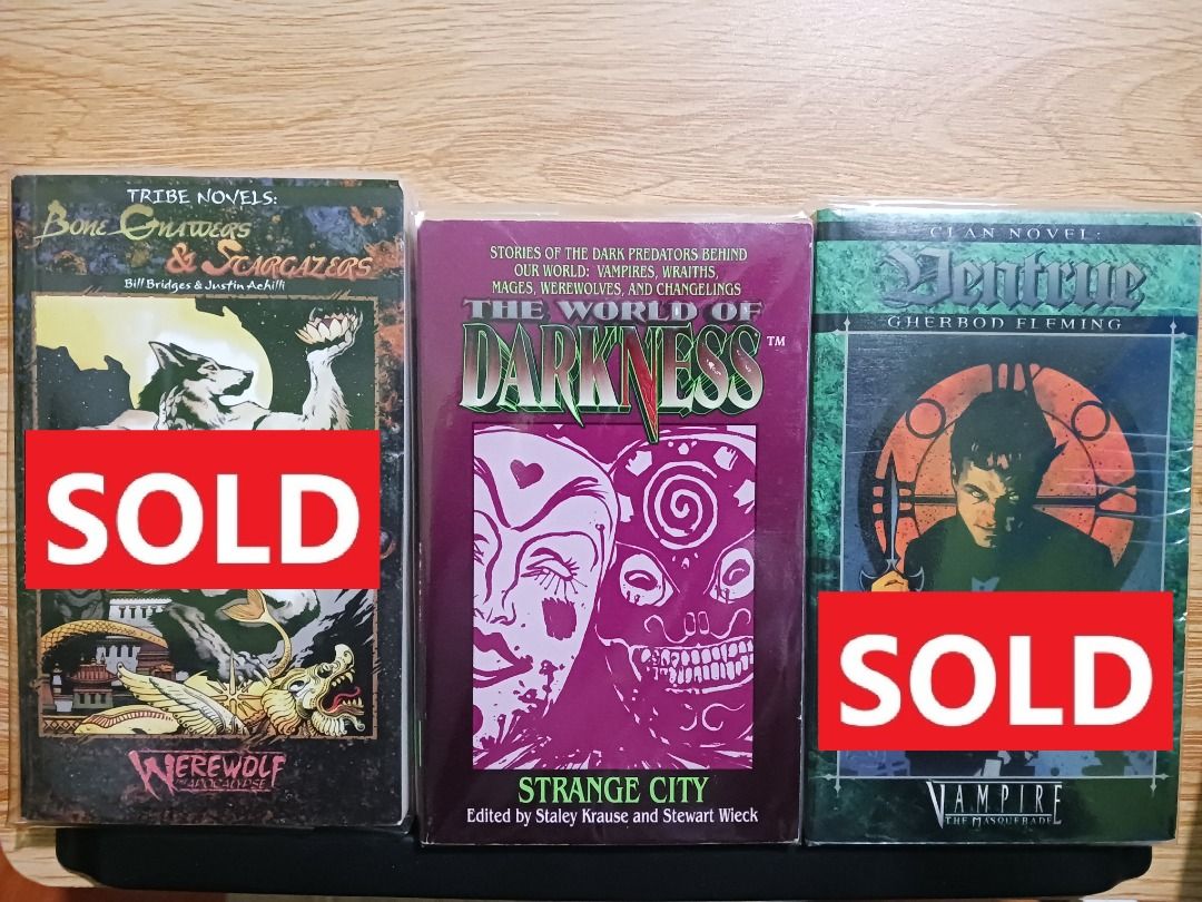 BUNDLE SALE: Assorted Novel Tie-In Books (Category: Storybooks) located in Antipolo. Submitted by letmesumup (Listing ID 1365961380, Image 3). Description: BUNDLE SALE: Assorted Novel Tie-In Books Get a 20% DISCOUNT when you buy in a bundle of at least three! See below for prices. Mode of Payment: Gcash, BDO Mode of Delivery: J&T Express, Grab, Lalamove (only within Metro Manila area) World of Darkness Novel Tie-Ins Strange City Edited by Staley 