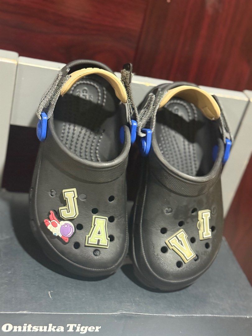 Crocs Kids' All Terrain Perforated Sandals (Category: Babies & Kids Fashion) located in Naic. Submitted by joancust (Listing ID 1402220047, Image 1). Description: - Black Crocs sandals for kids - Size c11 - Features "Crocs" on back strap Authentic and store bought. Will not include jibbitz.