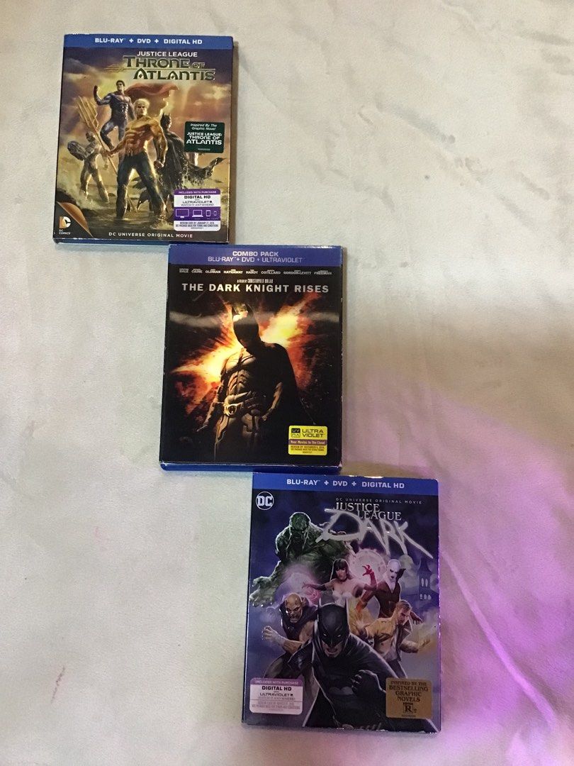 DC Universe Blu-ray Movie Collection (Category: CDs & DVDs) located in Manila. Submitted by fromgreenboxph (Listing ID 1402194431, Image 2). Description: LAST PRICE POSTED ALREADY‼️ Bundle for 1,199 only 1. Justice League Throne of Atlantis 2. The Dark Knight Rises 3. Justice League DARK .