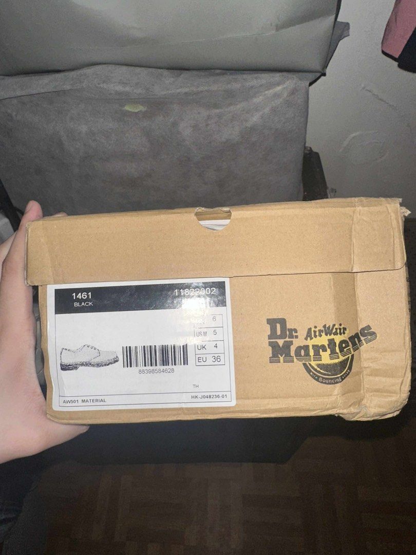 Dr. Martens 1461 Black Shoes (Category: Loafers) located in Pasig City. Submitted by loreyyn (Listing ID 1402189902, Image 2). Description: - Classic Dr. Martens 1461 in black - Iconic yellow stitching - Durable sole - Includes original box and tags - Size: UK 6, EUR 36, US 4 - Made with AW501 material.