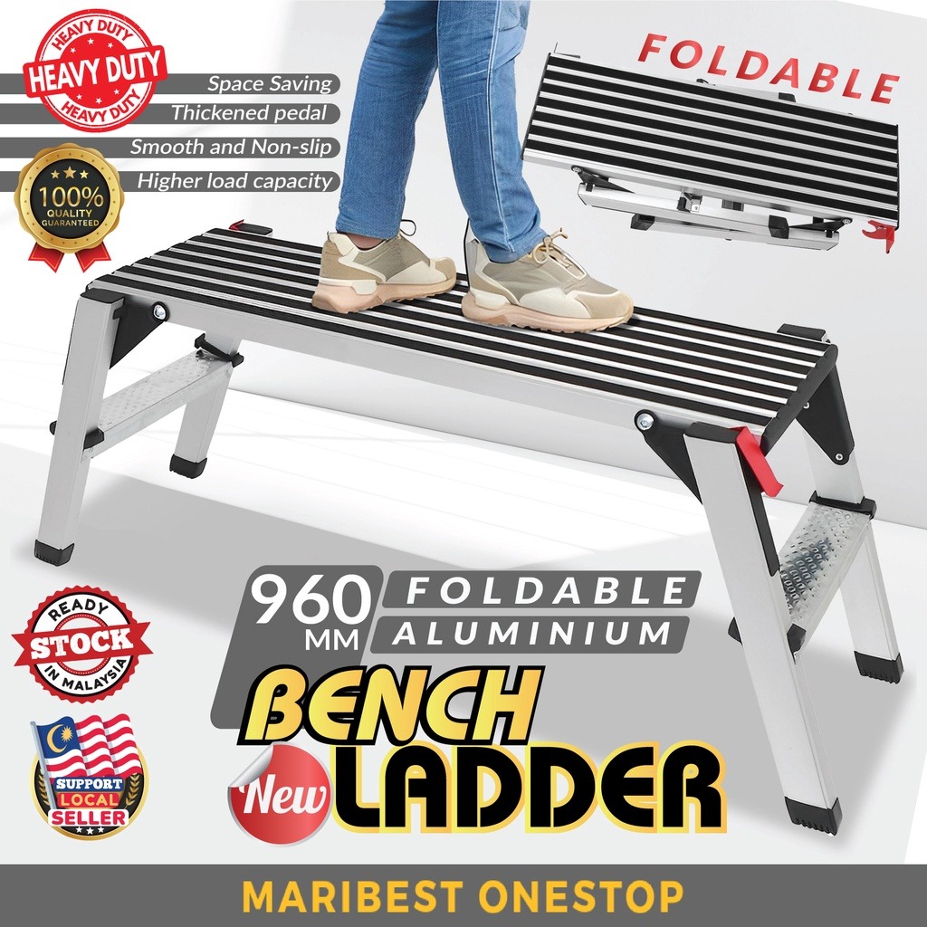 [FREE DELIVERY] 960MM Foldable Aluminium Bench Ladder Heavy Duty Bangku ...
