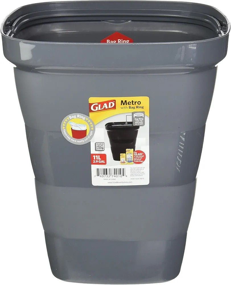 GLAD Metro 11L Trash Can with Bag Ring (Category: Waste Bins & Bags) located in Manila. Submitted by jayveecatu14021 (Listing ID 1402170979, Image 1). Description: BrandGlad Capacity11 Liters ColorAssorted Colors Opening MechanismOpen-Top MaterialPlastic Room TypeBathrooms,Bedrooms,Dorm,Office TRASH CAN FITS ANYWHERE – This garbage bin is perfect for any size space. This trash can fits into compact, tight spaces for easy trash disposal without ta