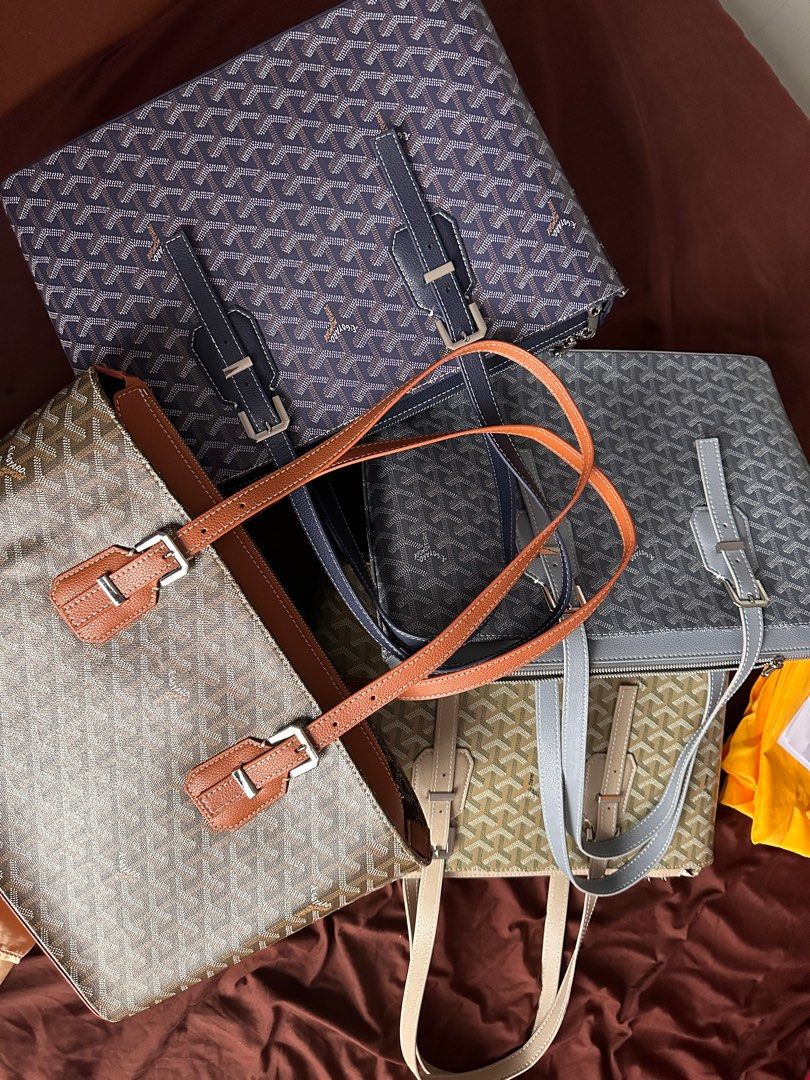 Goyard Okinawa Laptop Bag (Category: Luxury Bags & Wallets) located in Minalin. Submitted by misissitri (Listing ID 1402217710, Image 1). Description: - Goyard Okinawa Bag - Coded, Made in France - Japan preloved - Classic Goyardine canvas exterior - Leather trim and handles - Features a zippered interior pocket - Spacious interior, perfect for everyday use - Includes dust bag, care card, and ribbon 4 colors available.