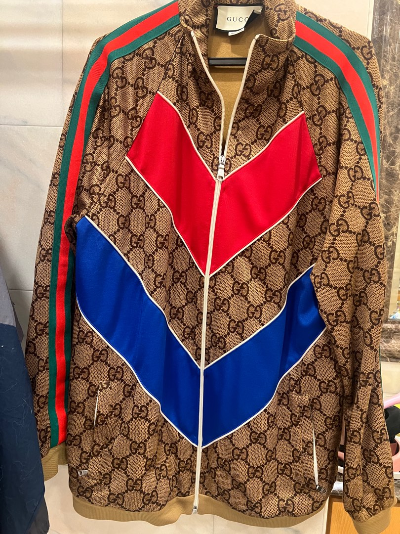 Gucci GG Pattern Track Jacket, Men's Fashion, Coats, Jackets and ...
