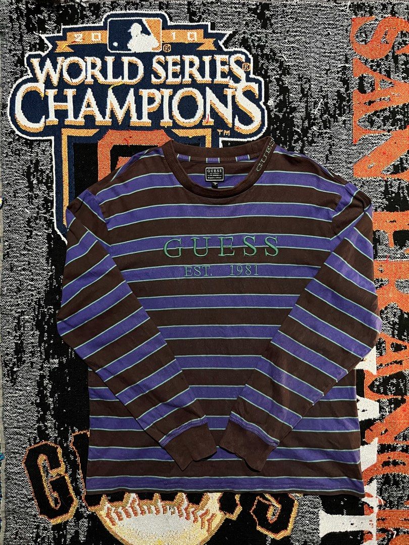Guess Striped Long Sleeve Shirt (Category: Longsleeves) located in Bulacan. Submitted by thriftblvd. (Listing ID 1402221553, Image 1). Description: Vintage Guess 22x27 No isssue.