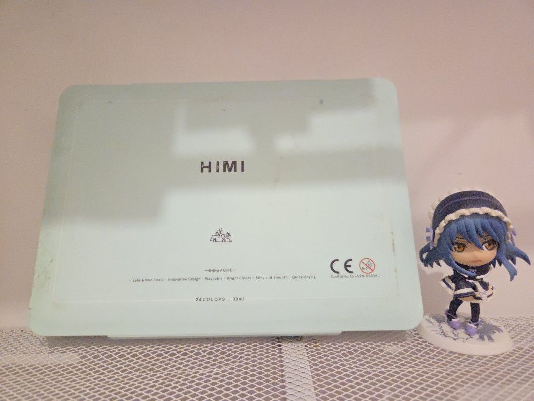 [Pre-Loved] Himi Gouache Paint Set (Category: Art & Prints) located in Alicia. Submitted by frostmoonshop (Listing ID 1402203284, Image 1). Description: ✨️MAKE READING A HABIT✨️ *the figurine beside it is NFS, only used for comparison. Mode Of Payment: Gcash Mode Of Delivery: J&T Himi Gouache Price: 390 PHP Condition: Well Used, needs cleaning and reactivating. The colors are hardened, can be reactivated with mineral water and leave it for days. 
