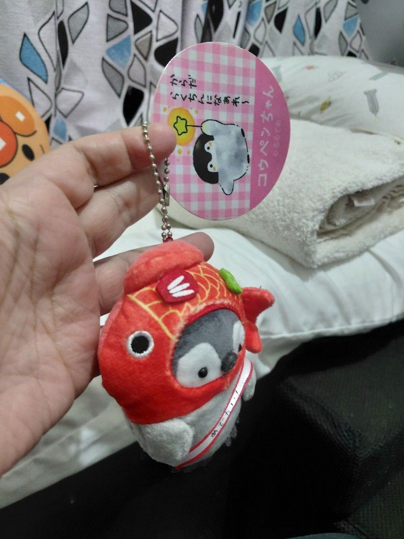 Koupen Chan with Lucky Fish Keychain (Category: Character Goods) located in Manila. Submitted by bashamylove0116 (Listing ID 1402198187, Image 2). Description: - Koupen Chan keychain - with lucky fish design - Features a cute penguin character - Includes original tag - from Japan - Perfect for bags or keys.