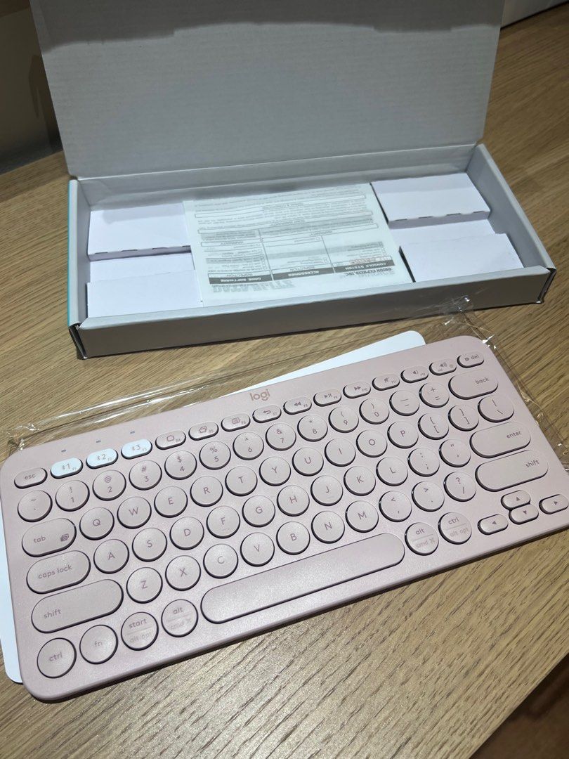 Logitech K380 Multi-Device Keyboard - Pink (Category: Computer Keyboard) located in Makati City. Submitted by ajbt13 (Listing ID 1402125781, Image 2). Description: - Logitech K380 multi-device keyboard (pink) - Comes with original box and packaging - Easy switching between devices - Includes original receipt from DataBlitz - In good working condition.