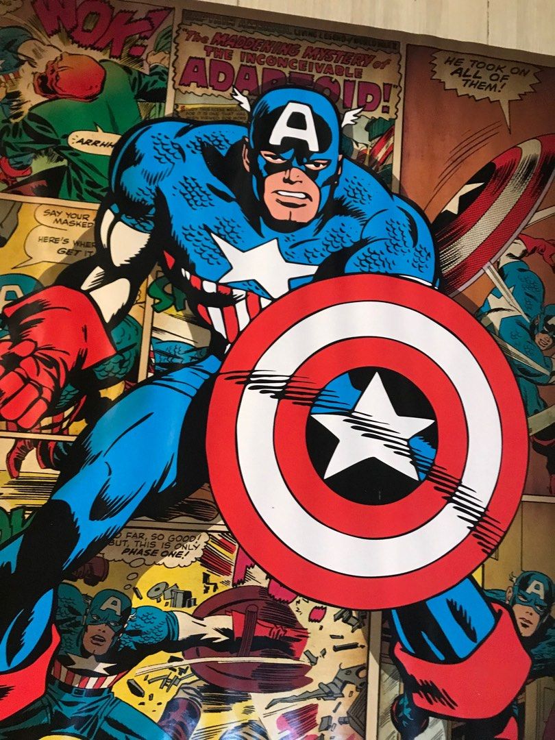 MARVEL Comics Captain America Retro Poster (Category: Art & Prints) located in Manila. Submitted by holeighsht_ (Listing ID 1378076543, Image 3). Description: A cool piece for fans of the Captain America/Marvel Comics universe — great for display or adding to your collection! ✨ Details: • 40*50cm • High quality print ensures that the colors are really vibrant. • MARVEL Comics Captain America Retro Poster • Good for fans of Marvel, heroes, pop-cul