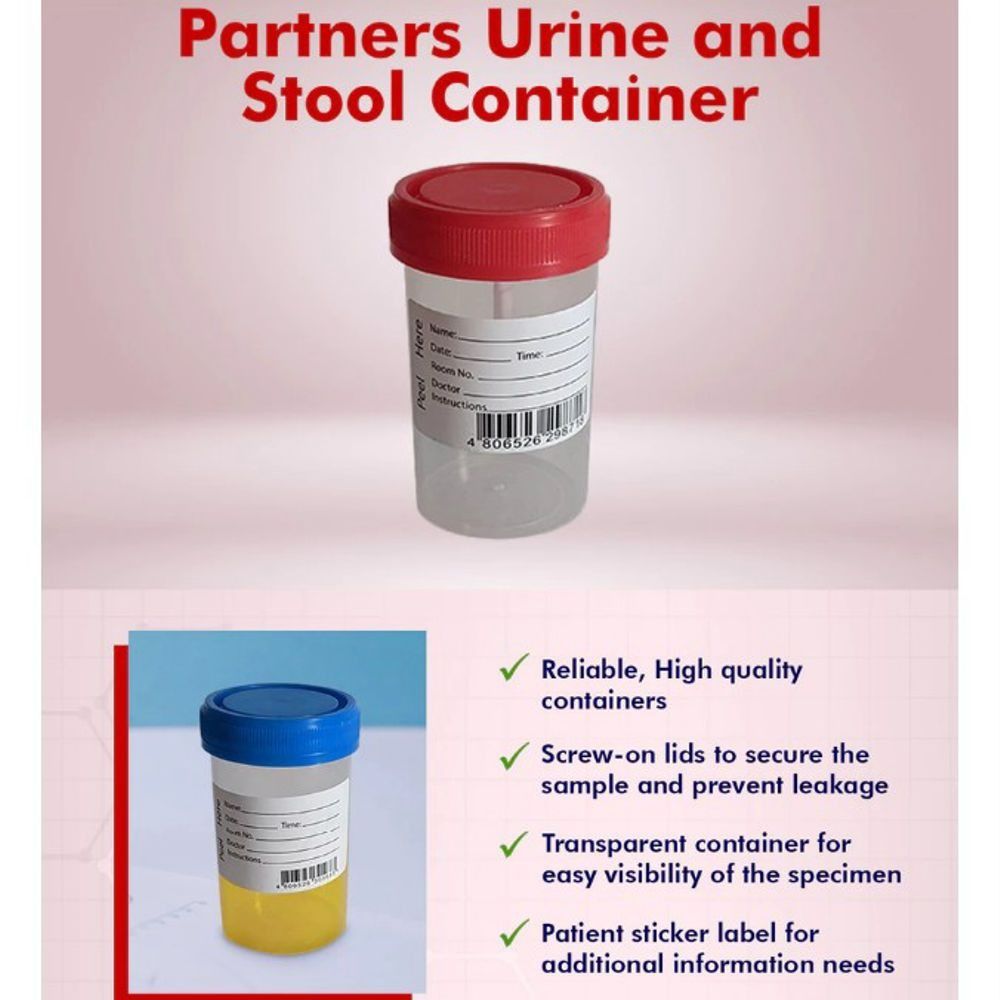 Partners Sterile Stool Urine Container 60mL (1 Piece) (Category: Medical Supplies & Tools) located in Manila. Submitted by instrumedic89 (Listing ID 1402189446, Image 3). Description: Checkout here >> https://enstack.ph/instrumedic/partnerss-809443 - Partners Sterile Stool/Urine Container - 60mL capacity - Secure screw-on lid - Transparent container - Includes patient label - Available with red or blue cap.