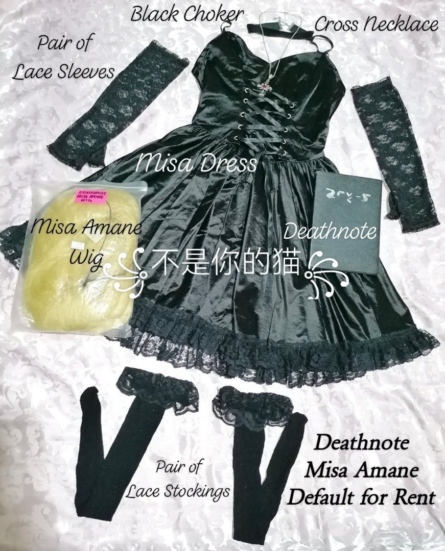 ✨RENT✨ DeathNote : Misa Amane Default & White Default Version Fullset Cosplay (Category: Sets or Coordinates) located in Paranaque City. Submitted by maxileeee (Listing ID 1374795730, Image 2). Description: ✨for RENT ONLY✨ ✯ Misa Amane Default size XS-S (Pls. refer to the actual flatlay/2nd pic for complete inclusions: has black lace sleeves, black lace stockings, black choker, & cross necklace which was not included in the actual ww of this cos)