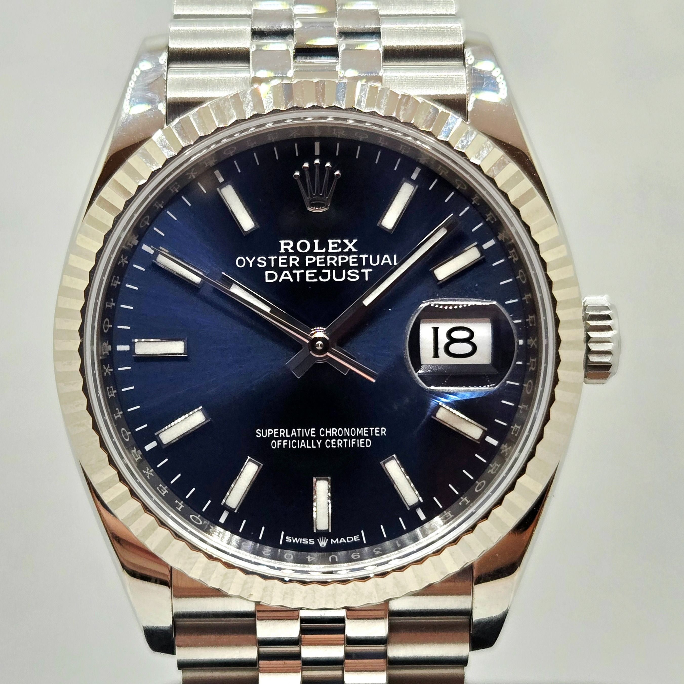Rolex Datejust 36 (126234) (Category: Watches) located in Singapore. Submitted by thewatchroom (Listing ID 1402170384, Image 1). Description: Join us on tele-gram for more exclusive deals t.me/thewatchroombencoolensg **Blue Index Rolex 126234 AN Series Dated 2020 Come with Box , Cert and 1 Year Inhouse Warranty Pm or text me @88693811 if interested.