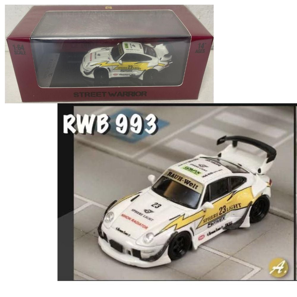 Street Weapon 1/64 Scale Porsche RWB 993 Yellow Lightning 23# GT Wing ...