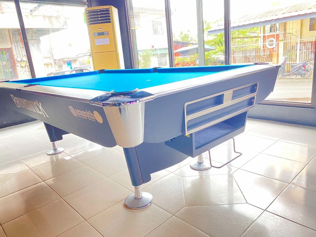 4X8 BRUNSWICK BILLIARD TABLE (Category: Billiards and Bowling) located in La Paz. Submitted by iloilobranch2025 (Listing ID 1402349026, Image 2). Description: 4x8 JUNIOR SIZE BRUNSWICK BILLIARD TABLE! SPECIFICATIONS: Size: 4x8ft (Junior Size) Slate: Granite Cushion: Master Banda Corner & Side Pocket Cover: Metal Pocket: Autoball ACCESSORIES INCLUDED: BILLIARD CLOTH WITH WHITE CLOTH TAIWAN BILLIARD BALL SET AUTOBALL BILLIARD POCKET ORIGINAL STANDA